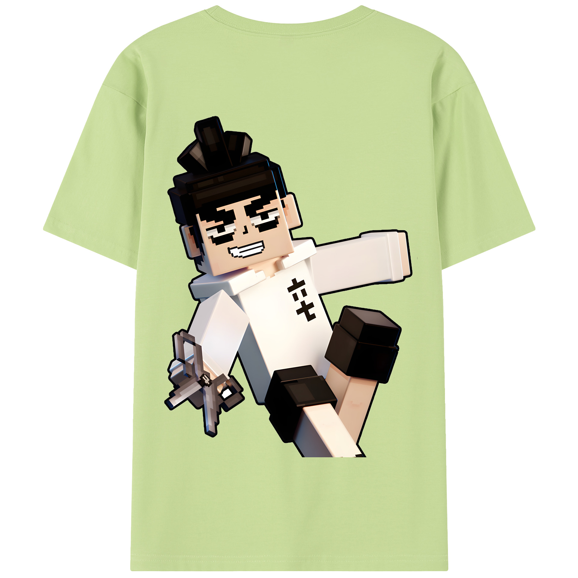 （画像用） マインクラフト ブロックの世界 Minecraft MC Block world 綿100％半袖Tシャツ（背面プリント）